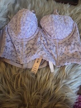 Victoria's Secret Lavender Lace Longline Bustier Bra